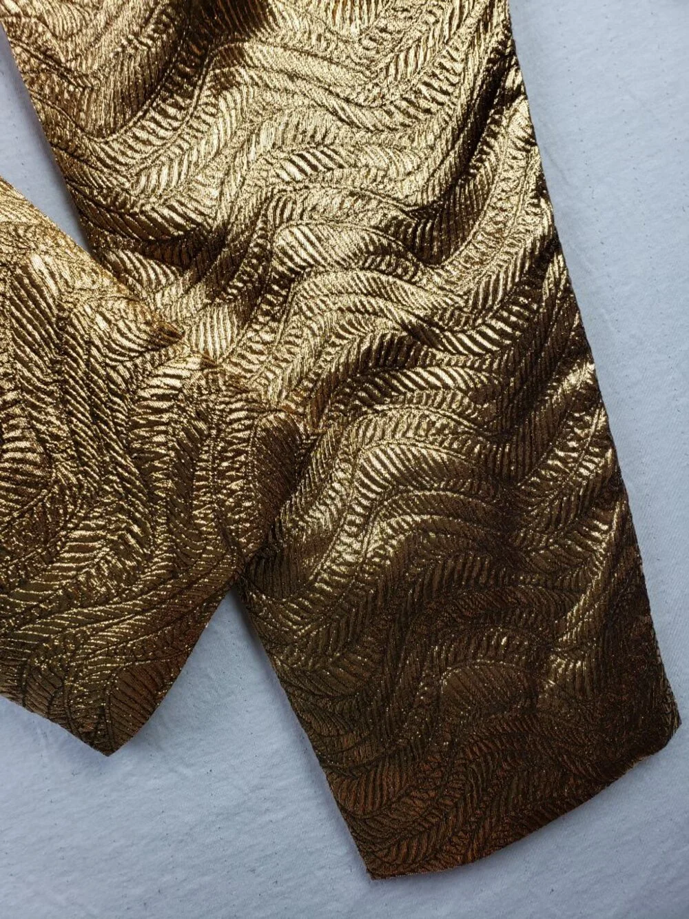 J CREW Collection High-Rise Cigarette Pant Metallic Gold Leaf Print Jacquard 8